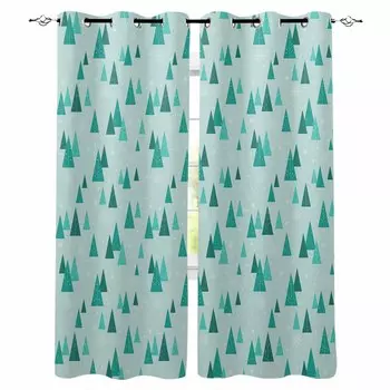 Christmas Tree Snowflakes Retro Blackout Curtains For Living Room Bedroom Window Treatment Blinds Drapes W135 x H60cm