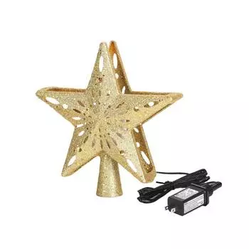 Christmas Tree Topper Star with LED Light Snowflake Projector Lamp Decoration