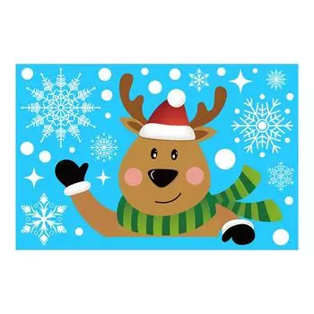 Christmas Window Sticker Double Side Electrostatic Sticker Windows Glass Large Santa Year Elk Wall Sticker New Home Decors