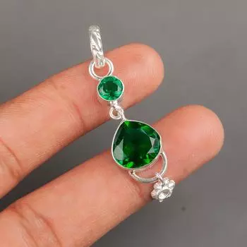 Chrome Diopside Gemstone 925 Sterling Silver Jewelry Handmade Boho Pendant 2.00 PP-5-8