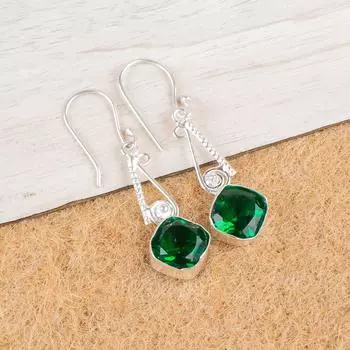 Chrome Diopside Gemstone 925 Sterling Silver Jewelry Handmade Earrings 1.90 EE-46-8