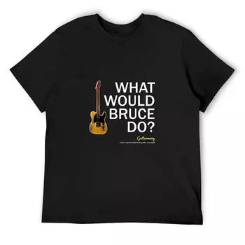 Что бы сделал Брюс? - Белый текст - футболка Guitarmony, летние топы, топы больших размеров, футболка с графическим принтом большого размера, мужские белые футболки S белый