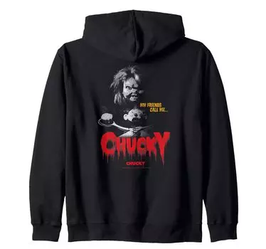 Chucky Мои друзья зовут меня Чаки Винтажная толстовка с капюшоном на молнии чёрный