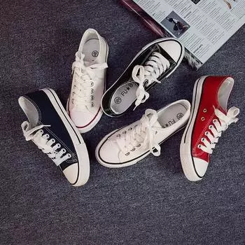 Chun Fubu A01 Базовые парусиновые туфли Evergreen Женские туфли из вулканизированной резины Студенческая тканевая обувь Низкие туфли-лодочки 35 красный