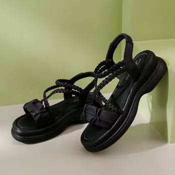 Chunky With Heel Outside Sandals 2024 Summer Sale Of Women s Shoes Suit Female Beige All-Match Thick Gladiator New Low Black Fas 35 белый