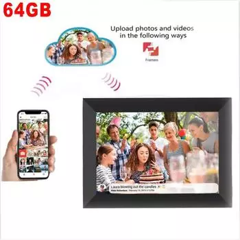 Цифровая фоторамка WiFi Frameo 10,1-дюймовая 32 ГБ/64 ГБ интеллектуальная цифровая фоторамка с сенсорным экраном IPS HD 1280x800 EU Plug