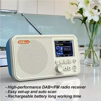Цифровое AM FM-радио, портативное перезаряжаемое радио, цифровой тюнер, поддержка порта TF USB, таймер сна синий
