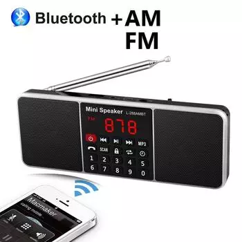Цифровое портативное радио AM FM Bluetooth-динамик Стерео MP3-плеер TF SD-карта USB-накопитель Громкая связь Перезаряжаемые динамики синий