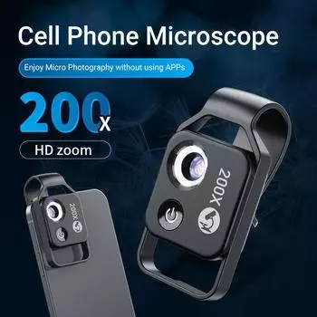Цифровой 200X микроскопический объектив с CPL Mobile LED Guide Light Lamp Micro Pocket SuperMacro Lens для телефонов белый