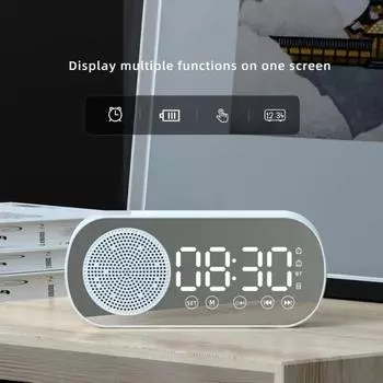 Цифровой будильник, беспроводной Bluetooth-динамик, поддержка TF FM-радио, звуковая коробка, бас-сабвуфер, бумбокс, настольный музыкальный плеер белый