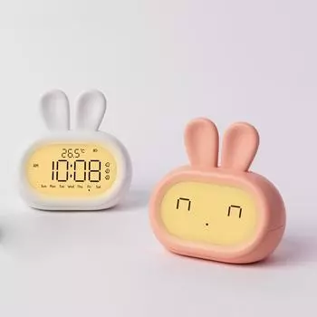 Цифровой будильник Kawaii Bunny с плавной регулировкой яркости, таймером для детской комнаты, учебы, декора и подарка