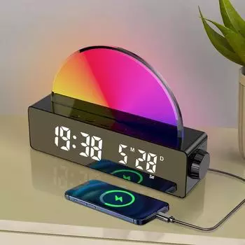 Цифровой будильник RGB светодиодные цифровые часы красочные часы с атмосферным ночником для домашнего офиса лучшие подарки белый
