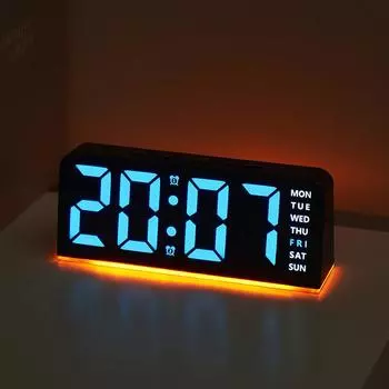 Цифровой будильник с подсветкой настроения, температурой, датой, неделей, 2 будильниками, функцией повтора сигнала, настольными часами, 4 уровнями яркости, 12/24 ч, электронные светодиодные часы