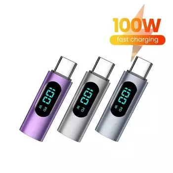 Цифровой дисплей USB C - Type C OTG адаптер 100 Вт быстрая зарядка конвертер для телефона Air Pro ноутбук USB-C адаптер темно-синий