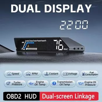 Цифровой HUD Мониторинг температуры трансмиссионного масла ODB Многофункциональный автомобильный прибор Сигнализация превышения скорости Цифровой спидометр