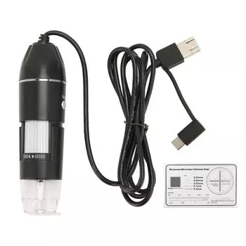 Цифровой микроскоп USB Type C Micro USB 3 в 1 Увеличение от 50X до 1600X 8 светодиодов Увеличительная камера