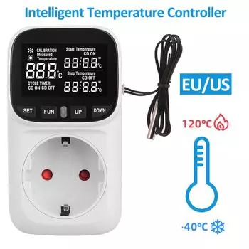 Цифровой регулятор температуры, термостат, розетка EU/US Plug 220 В/110 В с таймером, датчиком температуры нагрева и охлаждения