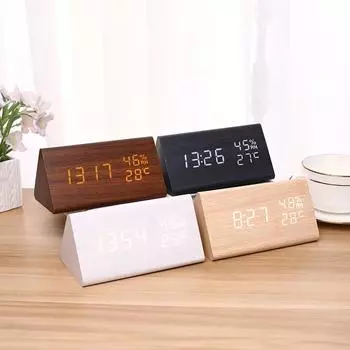 Цифровые часы LED Деревянный будильник Настольный звуковой контроллер Электронные часы Настольный USB/AAA Питание Украшение Домашний декор стола