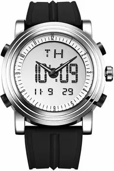 Цифровые часы мужские часы Dual Time Ana-Digital Display Водонепроницаемые секундомер LED светящийся хронограф Спортивный будильник Будильник с силиконовым ремешком День рождения