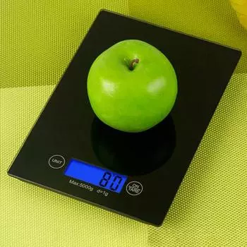 Цифровые кухонные весы 5000 г, точный ЖК-дисплей, весы для еды с кнопкой, батареей, вес в кг/фунтах/унциях/г