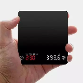 Цифровые кухонные весы для кофе 2000 г/0,1 г Высокоточные циклические перезаряжаемые электронные весы Аксессуары для домашнего бариста с таймером чёрный