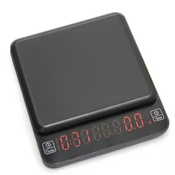 Цифровые многофункциональные весы для еды с таймером, кухонные весы для кофе 0,1 г, высокоточные измерения, ЖК-дисплей чёрный