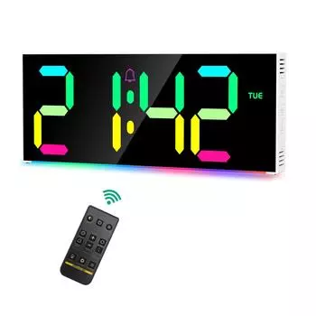 Цифровые настенные часы ORIA с 12-дюймовым большим дисплеем RGB, цветной будильник с дистанционным управлением для гостиной, спортзала