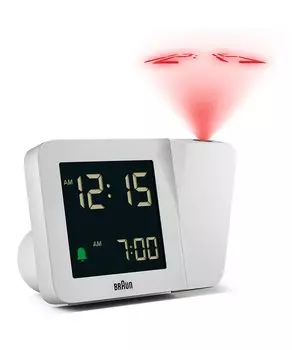 Цифровые настольные часы с проекционным будильником BC15W White Цифровые проекционные часы с проекционным будильником Оригинальный импортный продукт BRAUN/Brown белый