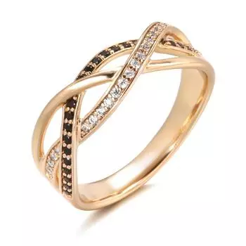 Cincin Berlian Hitam Alami Emas Mawar 18K Mewah Cincin Berlian Pernikahan Lintas Garis Geometris untuk Wanita Perhiasan Mode Antik 10