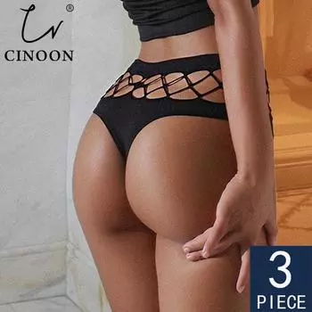 CINOON, 3 шт./компл., открытые стринги, бесшовные сексуальные трусики, женское эластичное нижнее белье, соблазнительные трусики со средней талией S