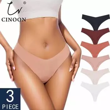 CINOON 3 шт./лот сексуальные трусики без следов для женщин Ice Silk стринги V-образный пояс эластичные дышащие стринги нижнее белье комфортное нижнее белье XS