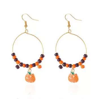 Circle Halloween Earrings Beads Ghost Dangle Earrings Creative Pumpkin Hoop Earrings Women Style D