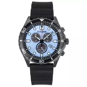 Citizen Eco-Drive Chronograph Полиуретановый ремешок Синий циферблат AT2567-18L 100M Мужские часы синий