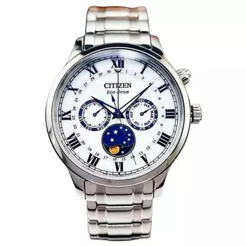 Citizen Moon Phase White Dial Stainless Steel Eco-Drive AP1050-81A Мужские часы