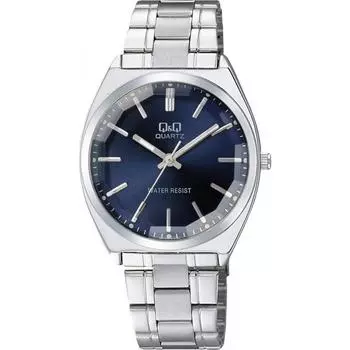 [Citizen QA] Аналоговые водонепроницаемые часы с металлическим ремешком QB78 212 мужские темно-синие серебристые