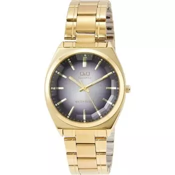 [Citizen QA] QB78 002 Аналоговые водонепроницаемые часы с металлическим ремешком Мужские черные, черные, золотые