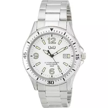 Citizen QQ [Citizen QQ] A24A 004PK Аналоговые часы с батарейным питанием 10 лет Водонепроницаемые часы с металлическим ремешком и датой Белый Серебристый
