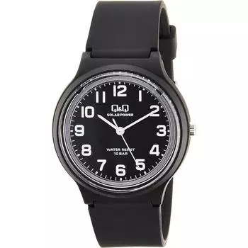 [Citizen QQ] Женские часы E04A 001VK QQ Analog Solar 10 ATM с водонепроницаемым уретановым ремешком, черные, черные, черные