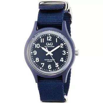 [Citizen QQ] Женские часы E05A 003VK QQ Analog Solar 10 ATM Водонепроницаемые нейлоновый ремешок Темно-синие