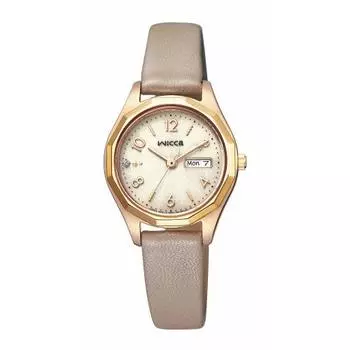 Citizen Watch Wicca Solar Tech Waterproof Popular Leather Strap White Day & Date KH3-525-90 Women s Beige