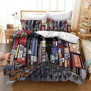 City Street 3d Printed Bedding Set Popular Hip Hop Graffiti Duvet Cover Set Comforter Cover Pillowcase Queen King Digital Printi 140x210cm