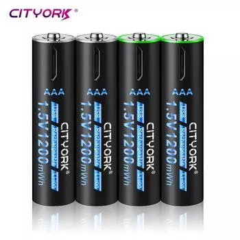 CITYORK 1,5 В AAA 1200 МВтч USB литий-ионная аккумуляторная батарея AAA литиевая батарея 1,5 В aaa для дистанционного управления беспроводная игрушка-мышь 2 Pcs