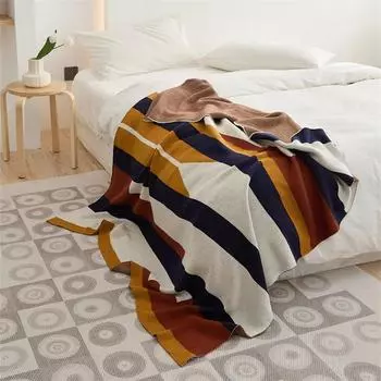 Class a Cotton Geometric Knitted Chenille Cover Blanket Soft Matching Blanket Pillow cover45 x45CM