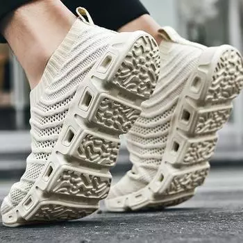 Classic Casual Shoes for Men Waterproof Anti Slip Man Sneakers Comfortable Flats Shoes High Quality Outdoor Walking Male Shoes 39 бежевый