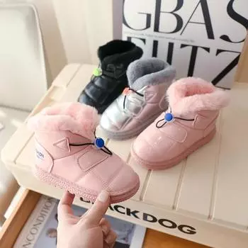 Classic Children s Snow Boot Warm Winter Kids Shoes Boots for Girl Fashion Boys Causal Ankle Cotton Boots Non-slip Versatile 26 чёрный