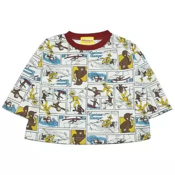 Classic fn9144az Curious George Long Sleeve Baby Red [Nakata] Autumn/Winter T-Shirt красный