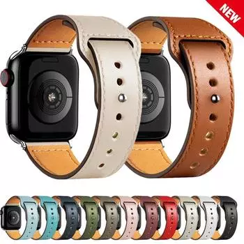 Classic Leather Band For Apple Watch Ultra 49mm 44mm 40mm 38mm/42mm Wrist Bracelet 45/44mm Strap IWatch Series 8 7 3 4 5 6 SE 41mm 45mm 38mm 40mm 41mm абрикосовый