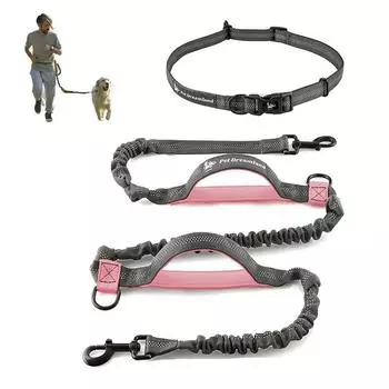 Classic Retractable Hands Free Dog Leash For Running Double Handles Elastic Cord Reflective Large Dog Leash Pet Supplies