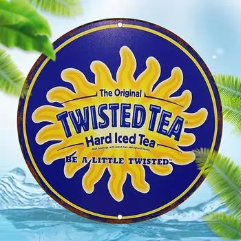 Classic Style Twisted Tea Hard Iced Tea Sign UV Printed Aluminum Wall Decor, Indoor and Outdoor Holiday Decoration чёрный