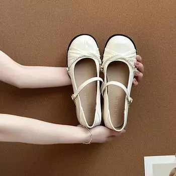 Classic versatile pearl one-word belt Mary Jane shoes women s summer new fashion versatile thick heel single shoes 35